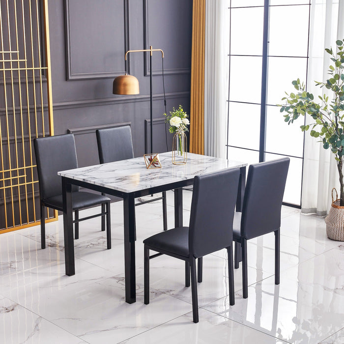 Aiden White/Black 5-Piece Dining Set