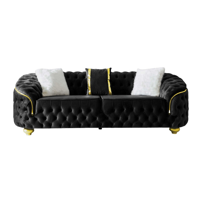 Bursa Black Velvet Living Room Set