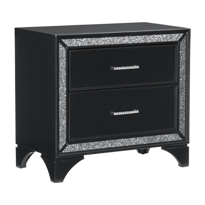 Salon Black LED Upholstered Panel Bedroom Set