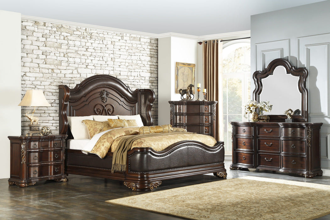 Royal Highlands Rich Cherry Upholstered Panel Bedroom Set