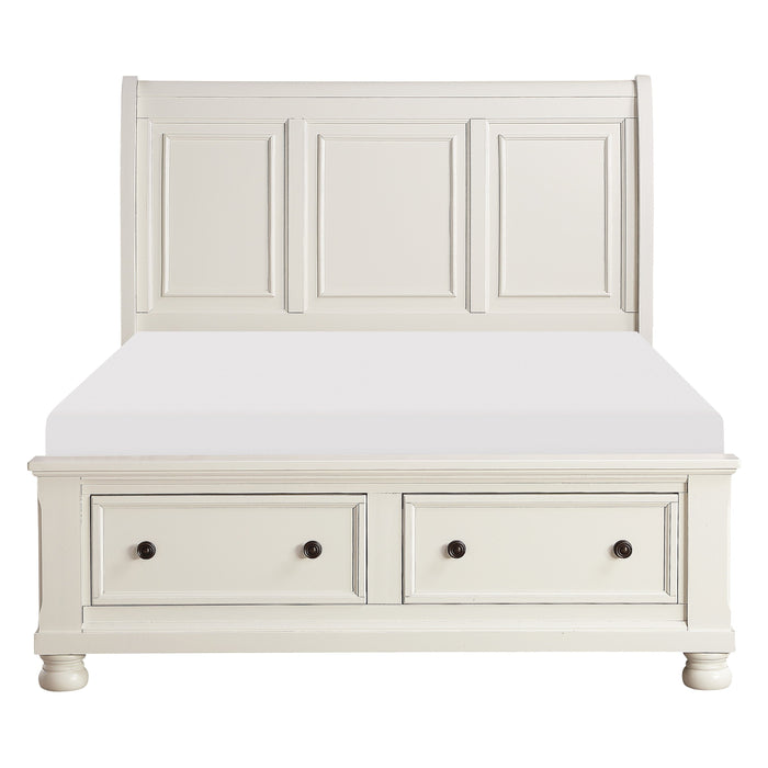 Laurelin White Sleigh Storage Platform Bedroom Set