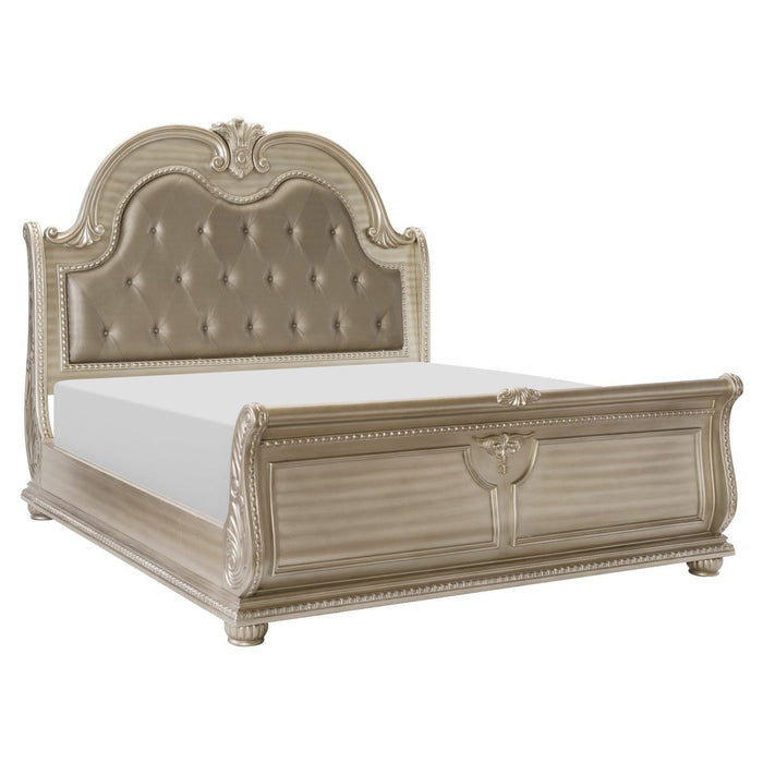 Cavalier Silver Upholstered Sleigh Bedroom Set