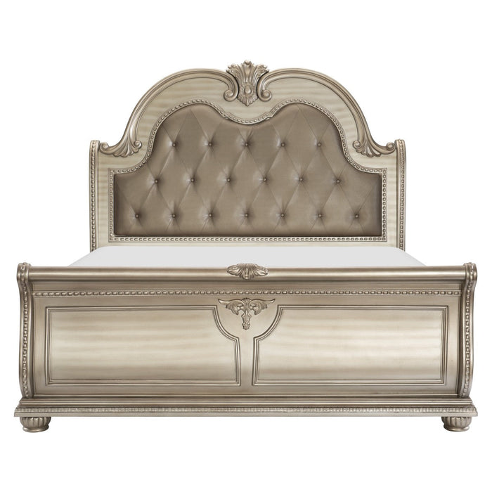 Cavalier Silver Upholstered Sleigh Bedroom Set