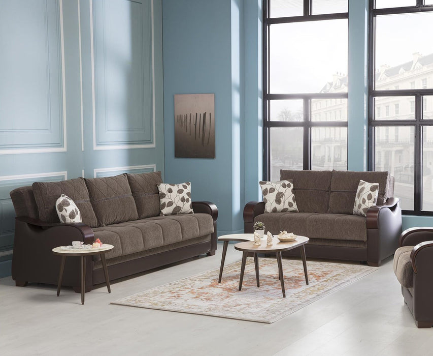 Bennett Sofa Sleeper Armoni Brown Vynil Living Room Sleeper Set