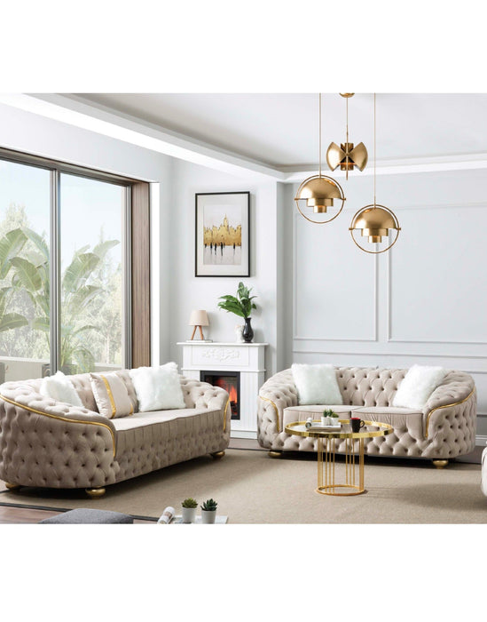 Bursa Cream Velvet Living Room Set