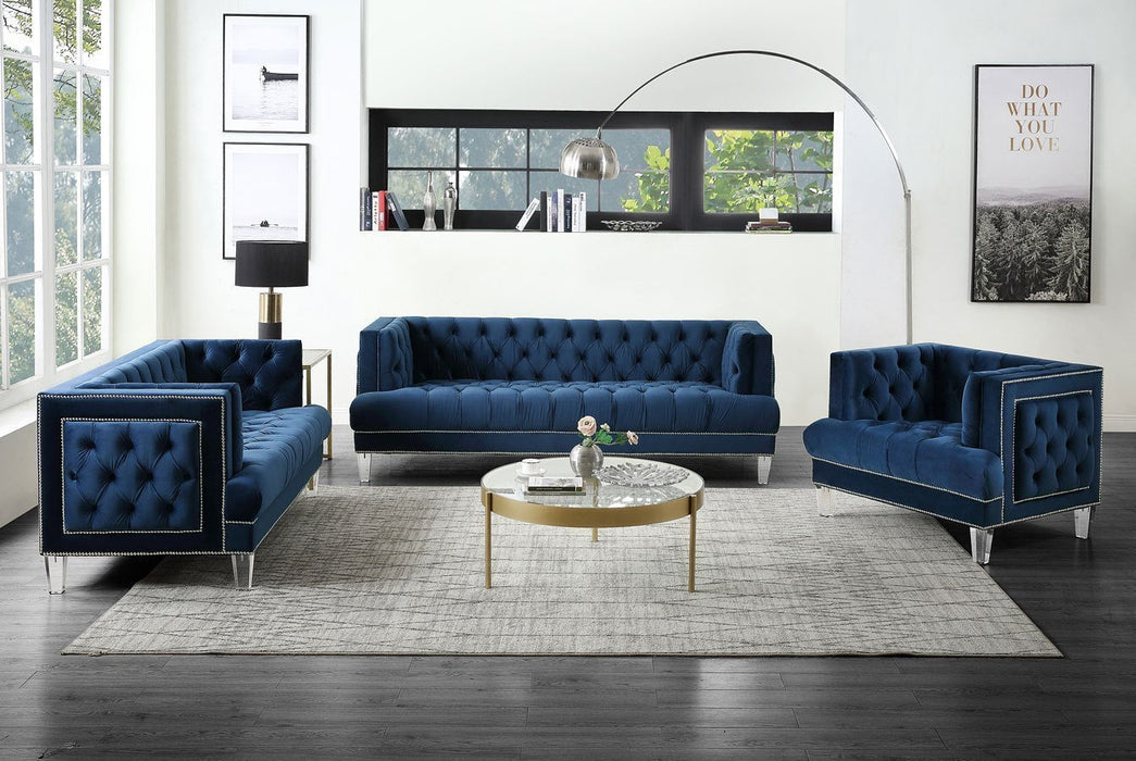 Ansario Blue Velvet Living Room Set