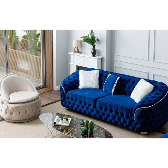 Bursa Navy Velvet Living Room Set