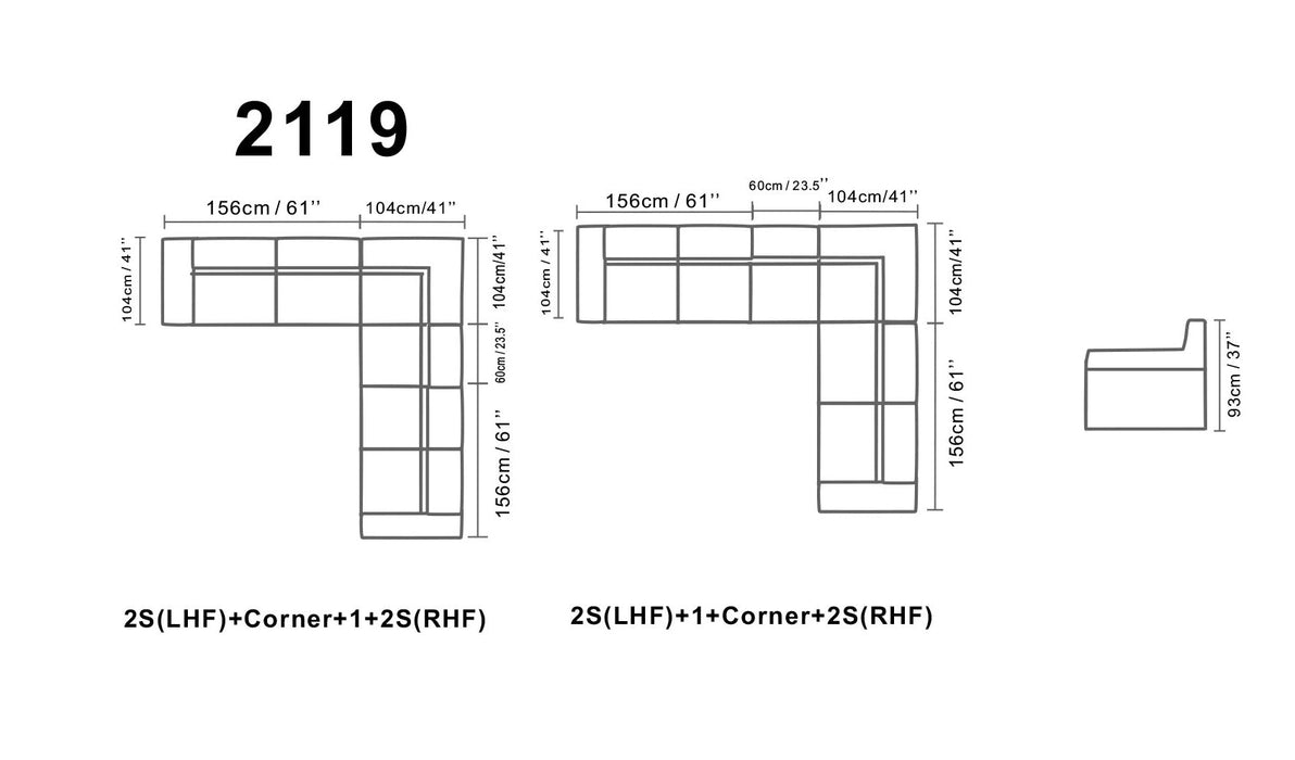 2119 Sectional Light Grey - i17280 - Gate Furniture