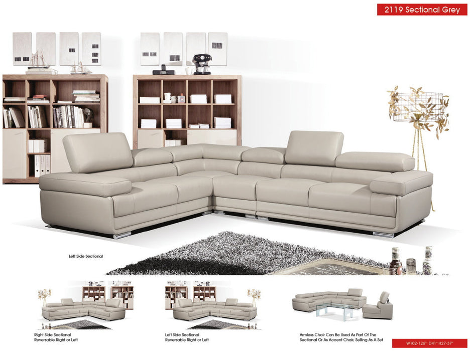 2119 Sectional Light Grey - i17280 - Gate Furniture