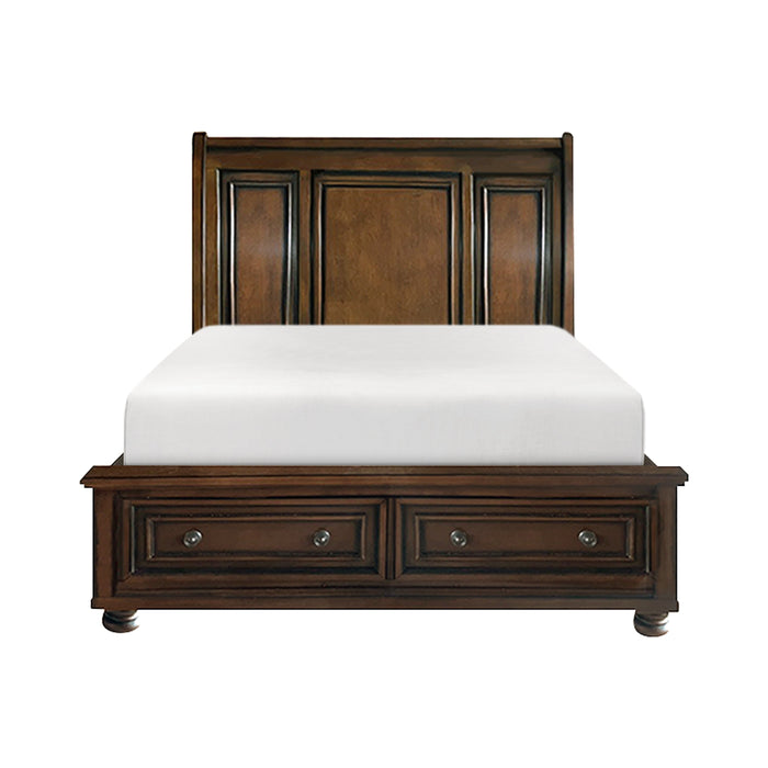 Cumberland Brown Cherry Sleigh Storage Platform Bedroom Set