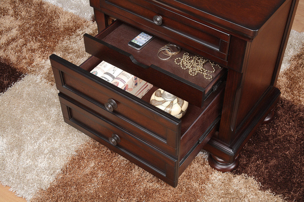 Cumberland Brown Cherry Sleigh Storage Platform Bedroom Set