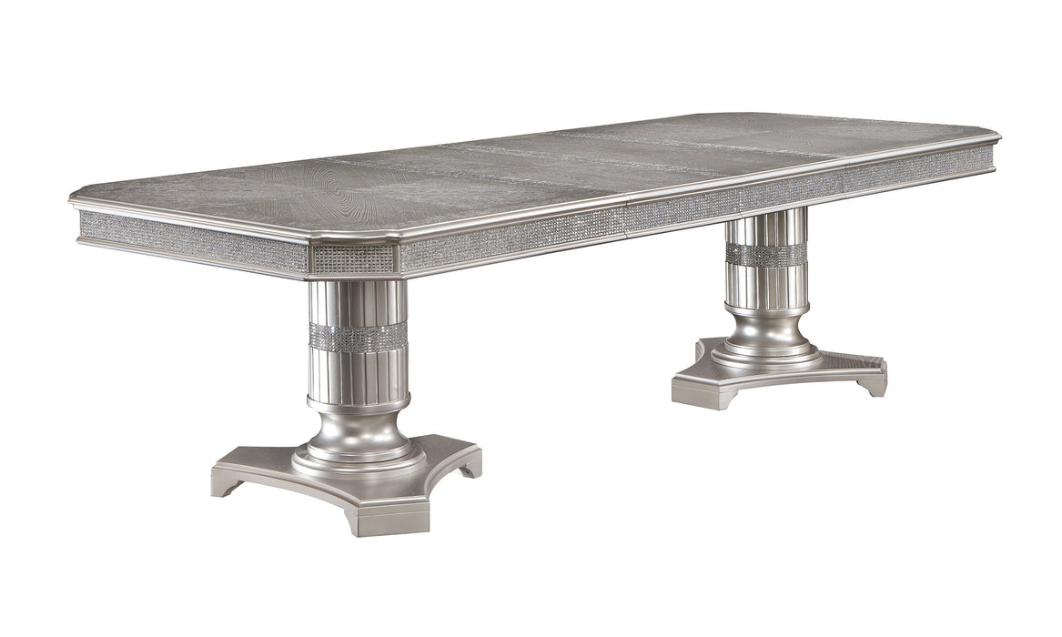 Klina Silver Champagne Double Pedestal Dining Set