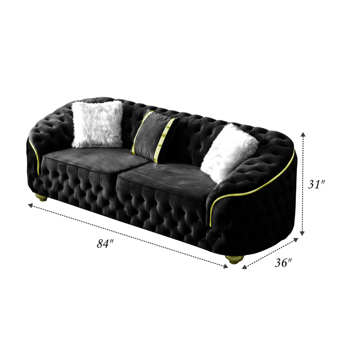 Bursa Black Velvet Living Room Set