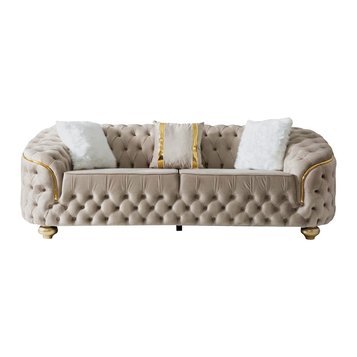 Bursa Cream Velvet Living Room Set