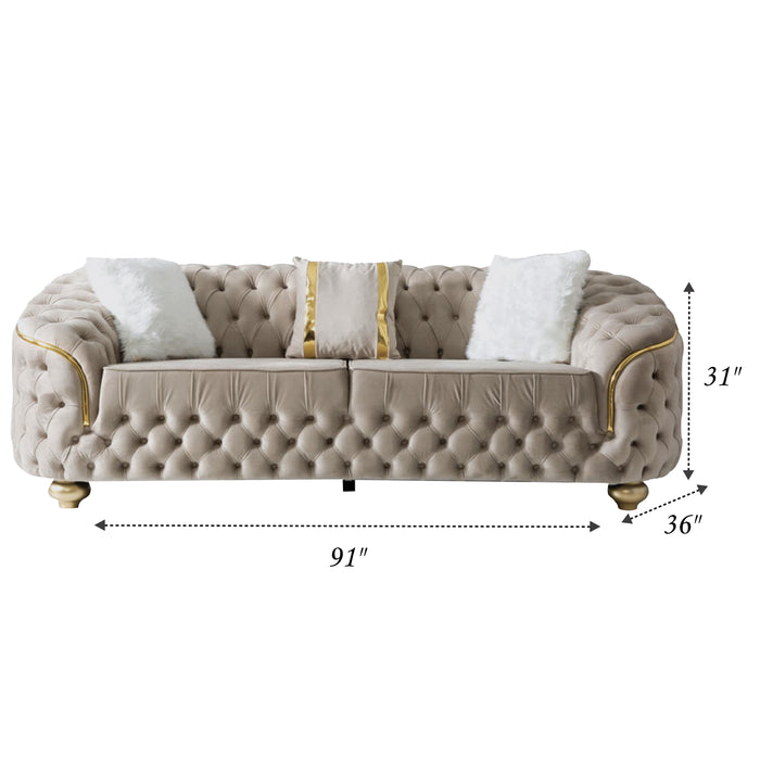 Bursa Cream Velvet Living Room Set