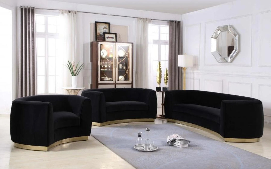 Achelle Black Velvet Living Room Set