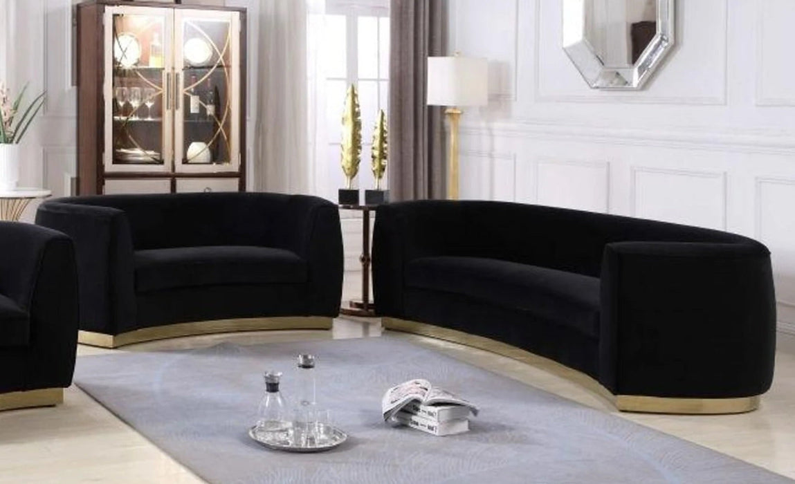 Achelle Black Velvet Living Room Set