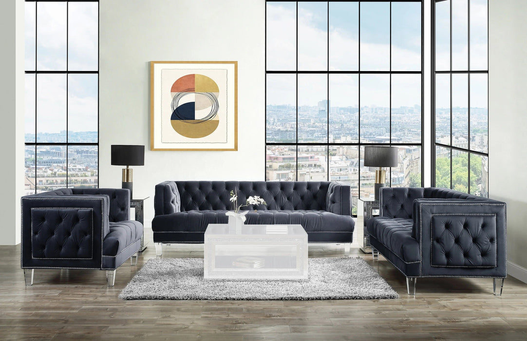 Ansario Gray Velvet Living Room Set