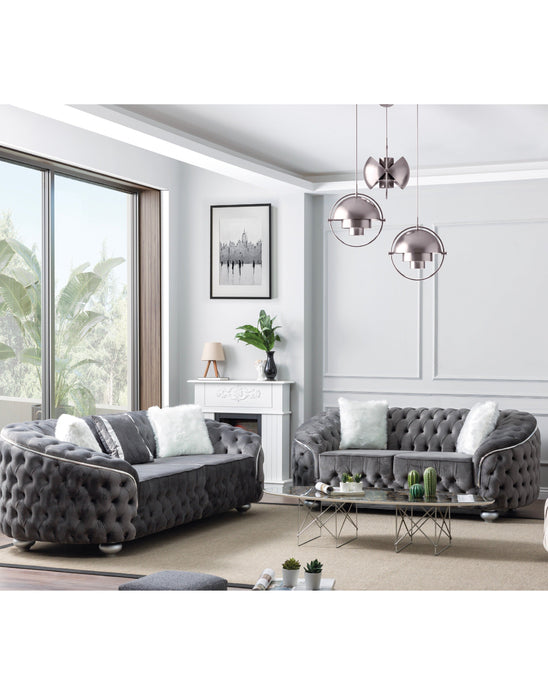 Bursa Gray Velvet Living Room Set