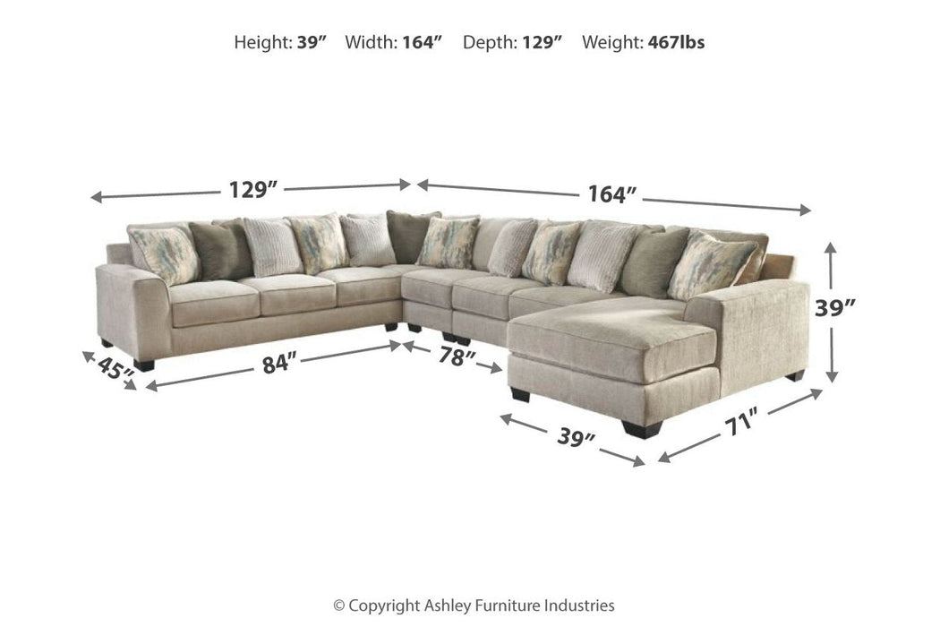 Ardsley Pewter 5-Piece Large RAF Sectional