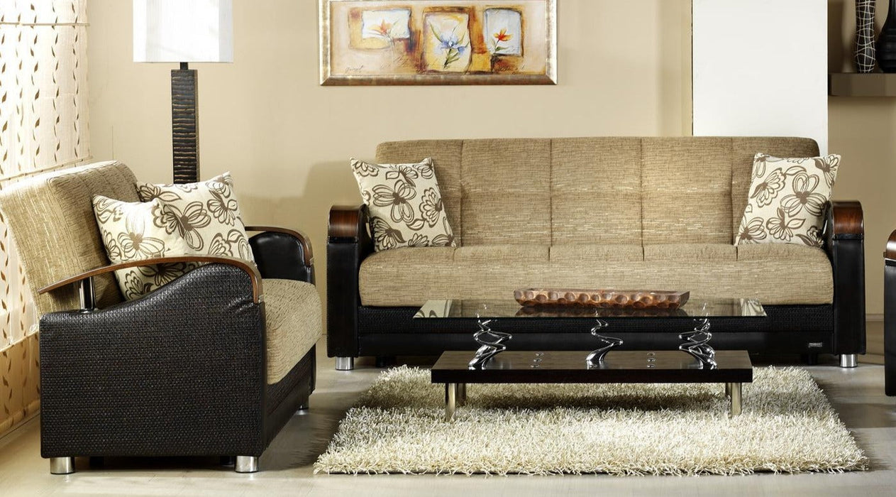 Luna Fulya Brown Living Room Sleeper Set