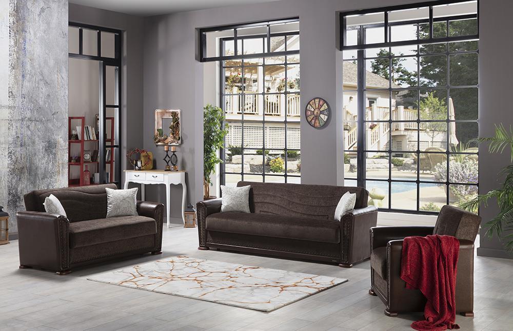 Alfa Redeyef Brown Living Room Sleeper Set