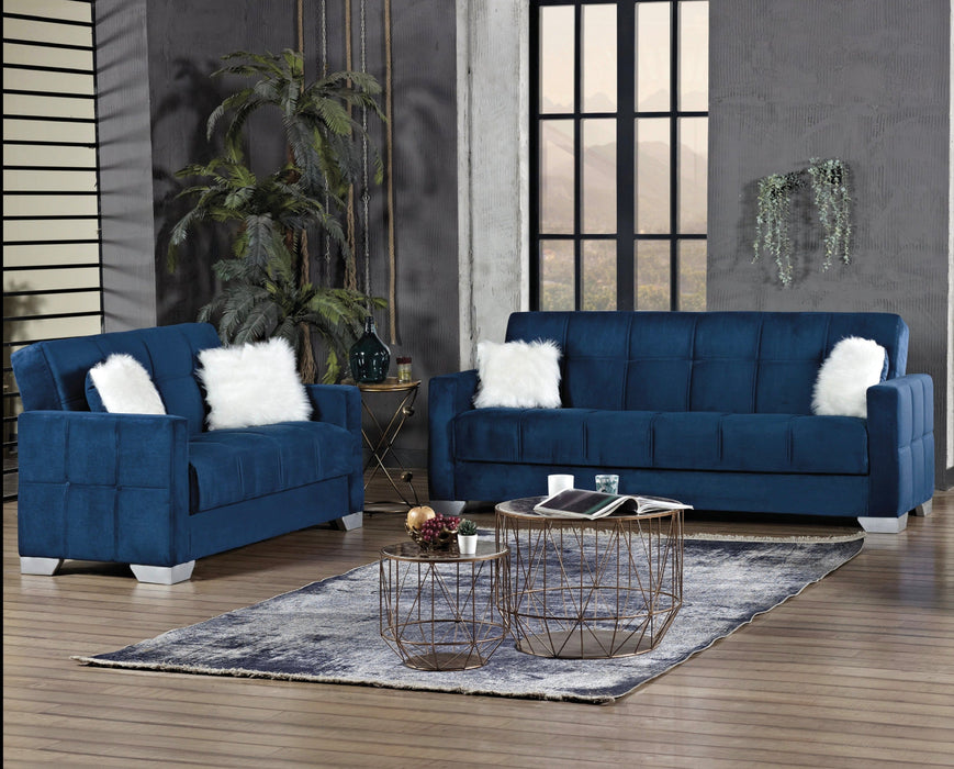 Montreal Blue Sleeper Living Room Set