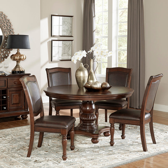 Lordsburg Brown Chery Round Dining Set