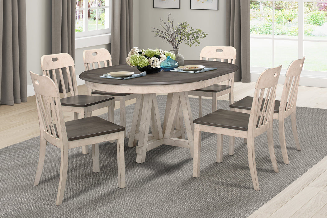 Clover White/Gray Round/Oval Extendable Dining Set