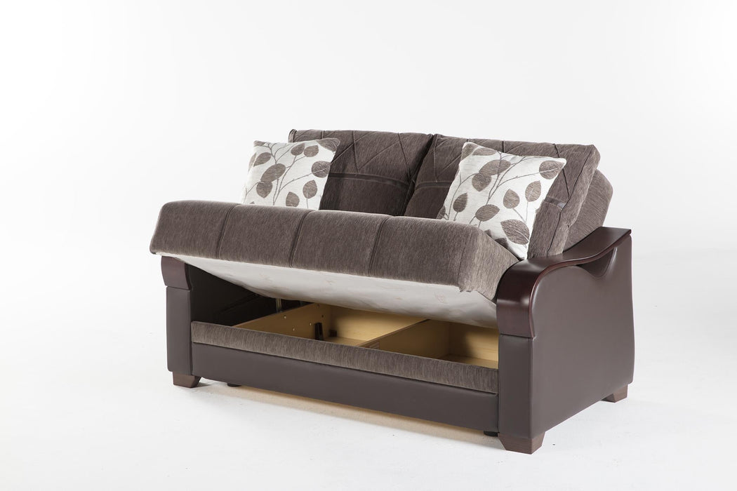 Bennett Sofa Sleeper Armoni Brown Vynil Living Room Sleeper Set