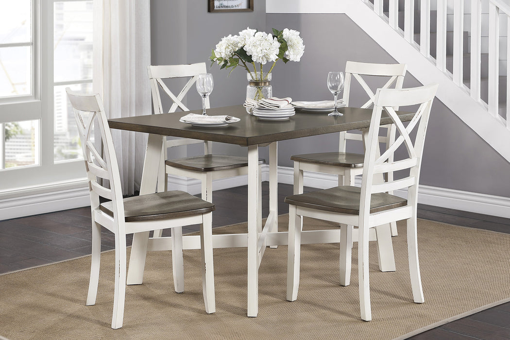 Troy Antique White 5-Piece Dining Set