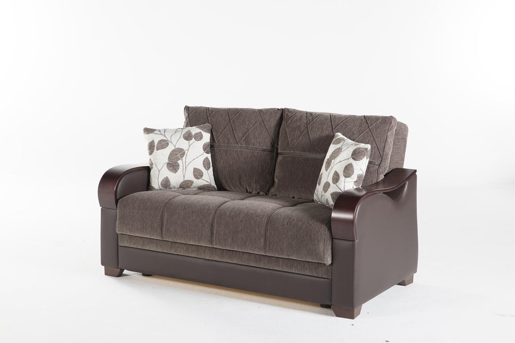 Bennett Sofa Sleeper Armoni Brown Vynil Living Room Sleeper Set