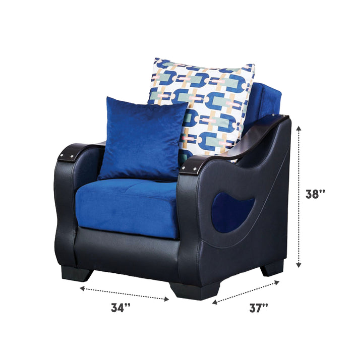 Florida Navy Blue Sleeper Living Room Set