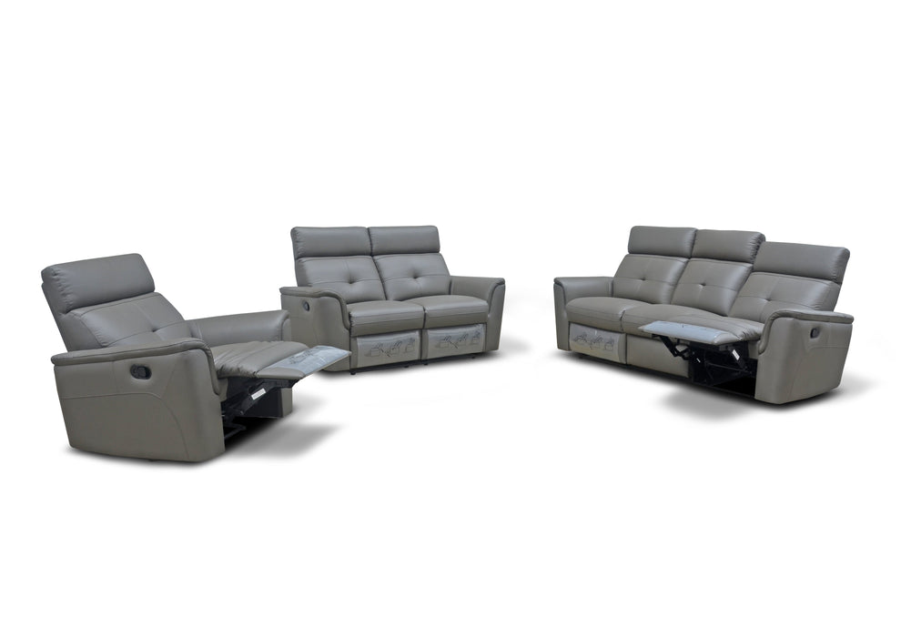 8501 Dark Grey W/Manual Recliner Set - Gate Furniture