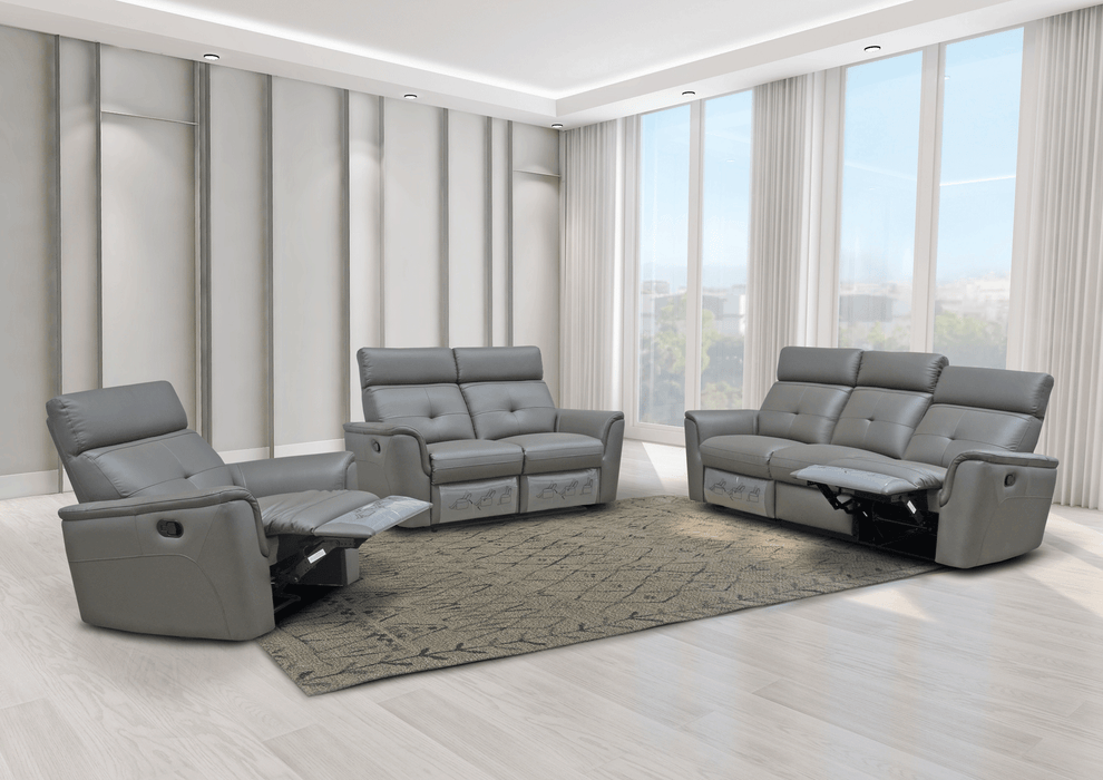 8501 Dark Grey W/Manual Recliner Set - Gate Furniture