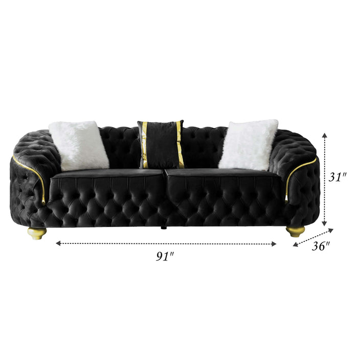 Bursa Black Velvet Living Room Set