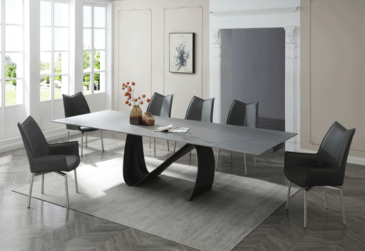 9087 Table Dark Grey With 1218 Swivel Dark Grey Chair Set - Gate Furniture