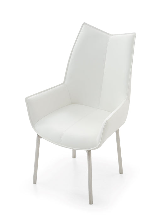 9087 Table White With 1218 Swivel White Chair Set - Gate Furniture