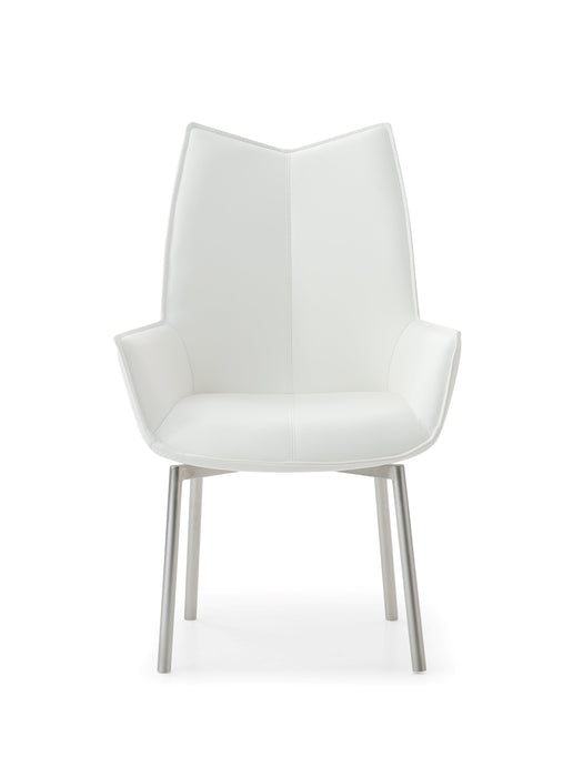 9087 Table White With 1218 Swivel White Chair Set - Gate Furniture