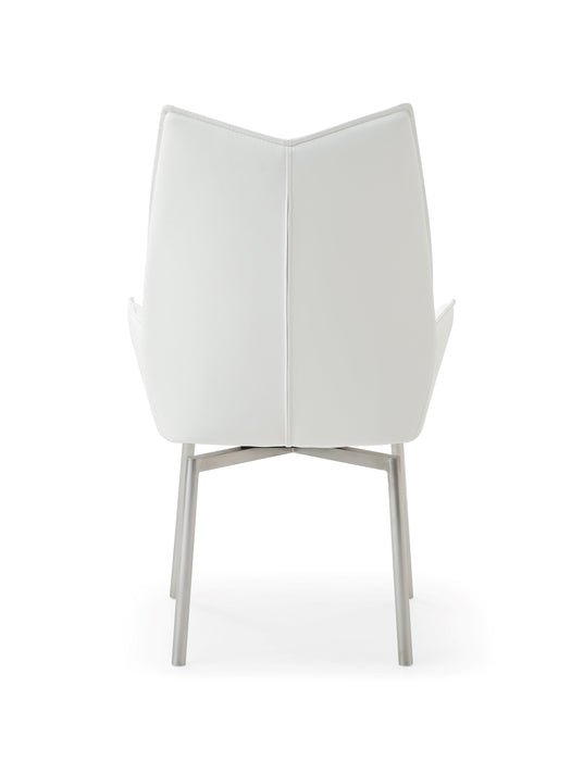 9087 Table White With 1218 Swivel White Chair Set - Gate Furniture