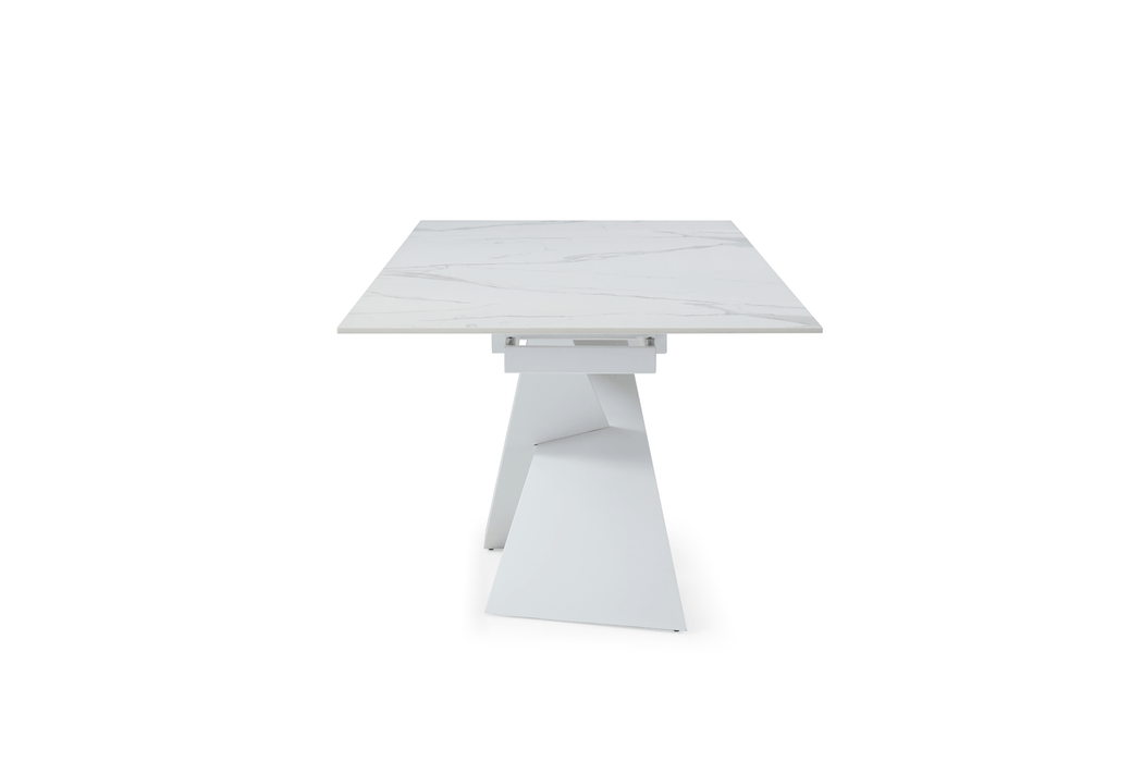 9113 Dinning Table White W/Ext - i29432 - In Stock Furniture