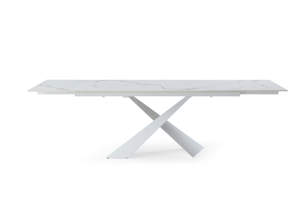 9113 Dinning Table White W/Ext - i29432 - In Stock Furniture