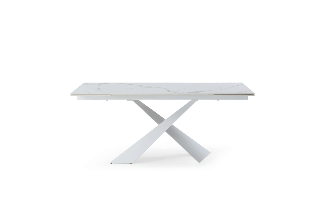 9113 Dinning Table White W/Ext - i29432 - In Stock Furniture