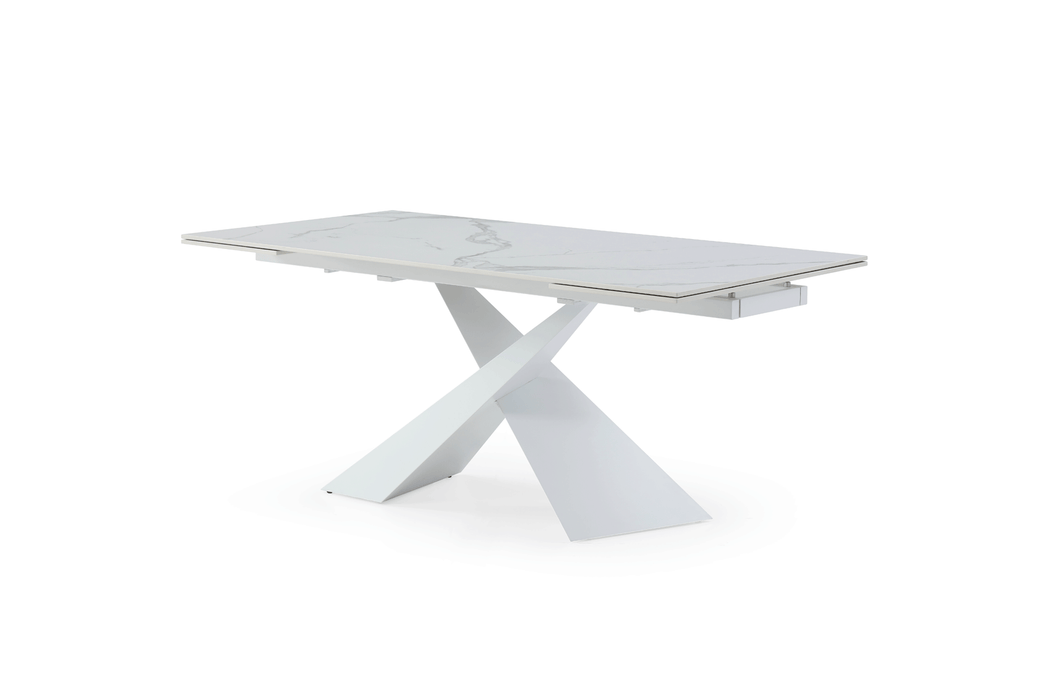 9113 Dinning Table White W/Ext - i29432 - In Stock Furniture