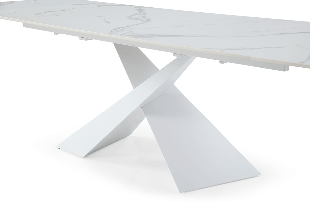 9113 Dinning Table White W/Ext - i29432 - In Stock Furniture