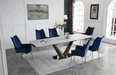 9188 Table With 1218 Swivel Blue Chairs Set - Gate Furniture