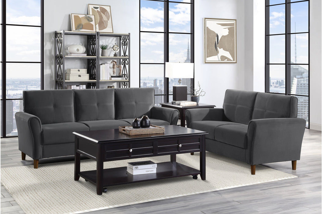 Dunleith Charcoal Gray Velvet Living Room Set