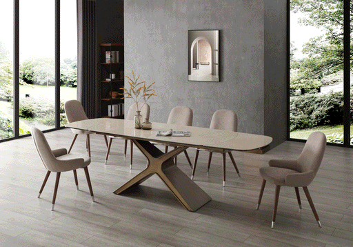 9368 Table Taupe With 1287 Chairs Set - Gate Furniture