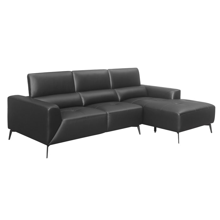 Argonne Black Leather RAF Sectional