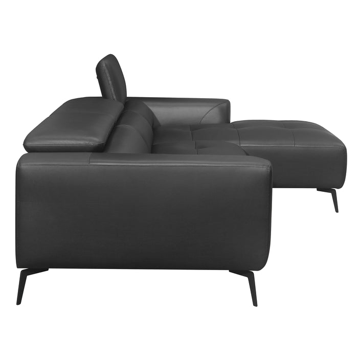 Argonne Black Leather RAF Sectional